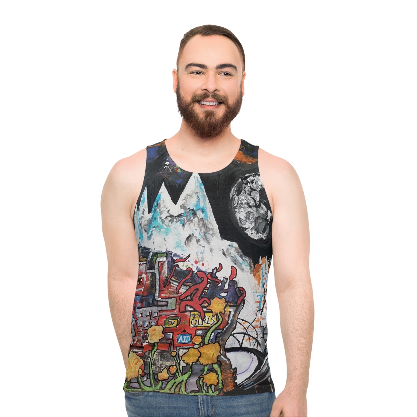 Radiohead Unisex Tank Top - Every Radiohead Album Together on Original Painting! Great Gift for Musicians!